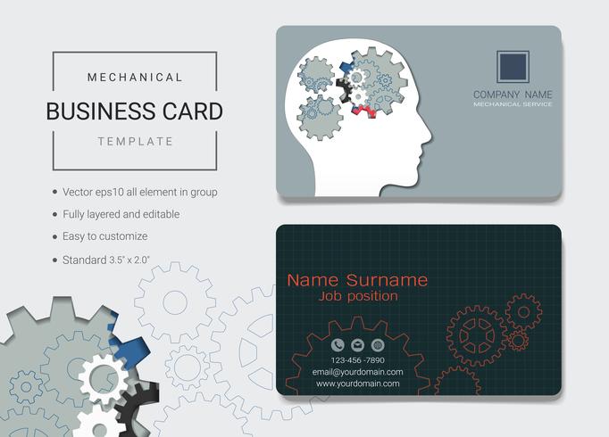 Mechanical business name card design template. vector