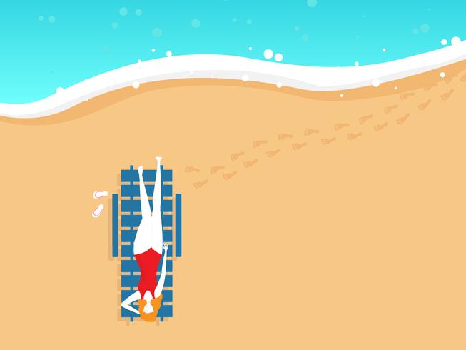 girl on beach chair vector