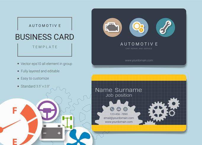 Automotive business name card design template. vector