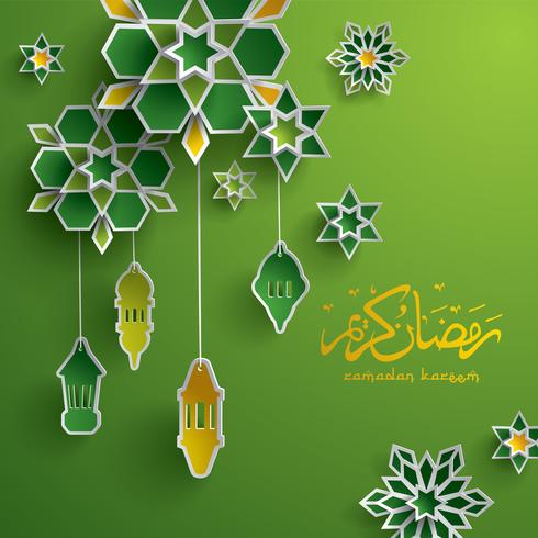 Ramadan paper graphic greeting card vector