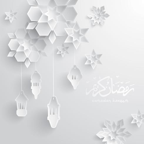 Ramadan paper graphic greeting card vector