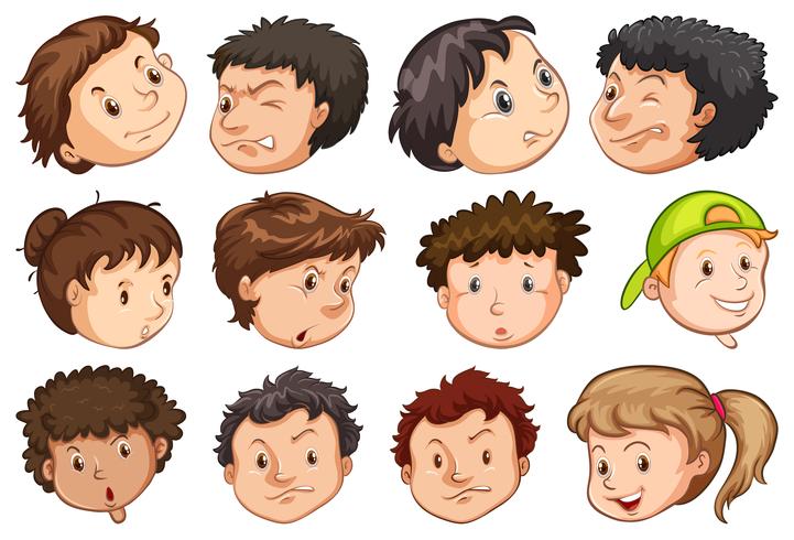 Set of peoples head vector