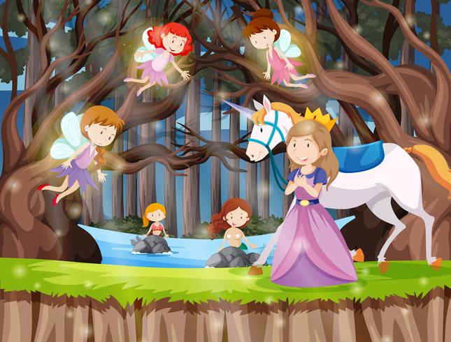 Princess in the fantasy land vector