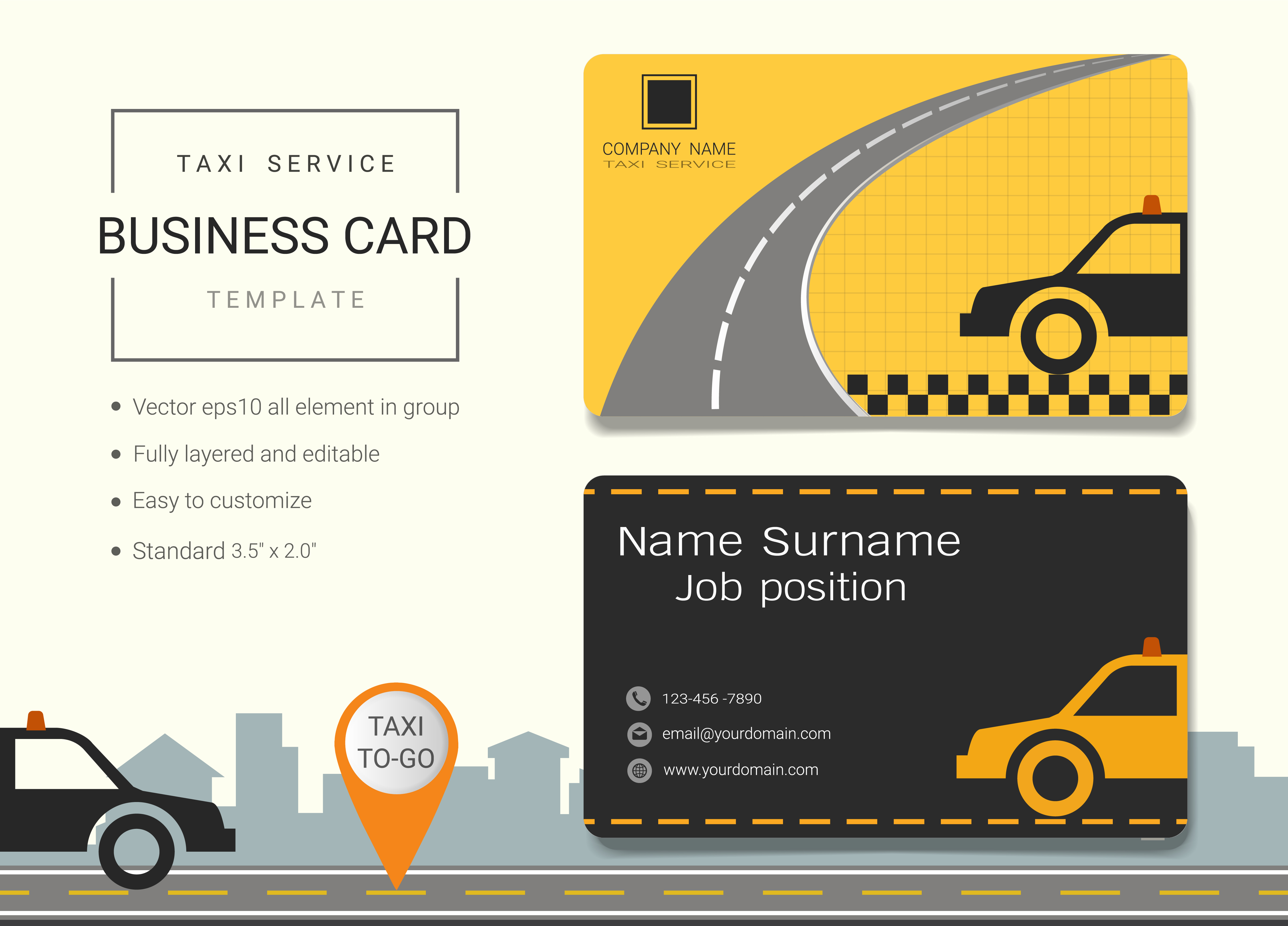 Taxi service business name card design template 527951 vector art at