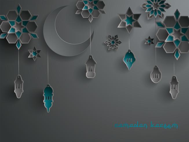 Paper graphic of Islamic decoration vector