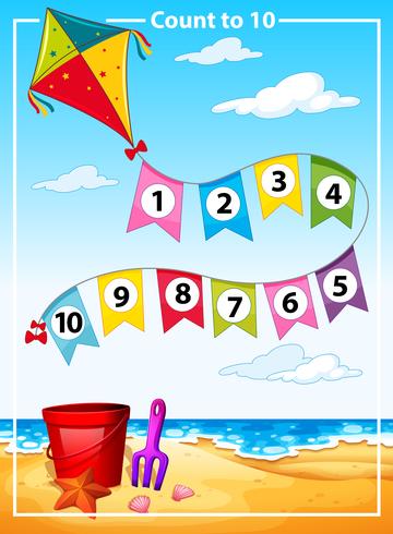 Count number summer beach template vector