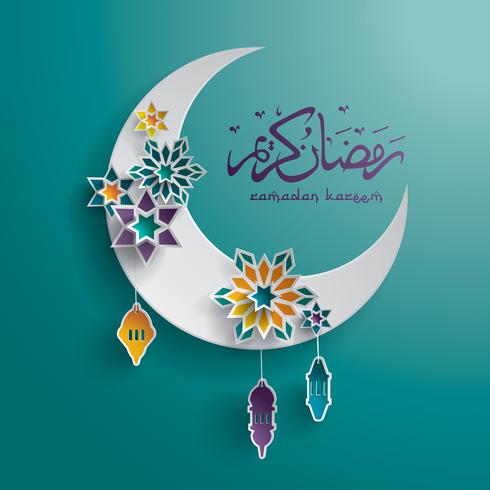 Paper graphic of islamic crescent moon vector