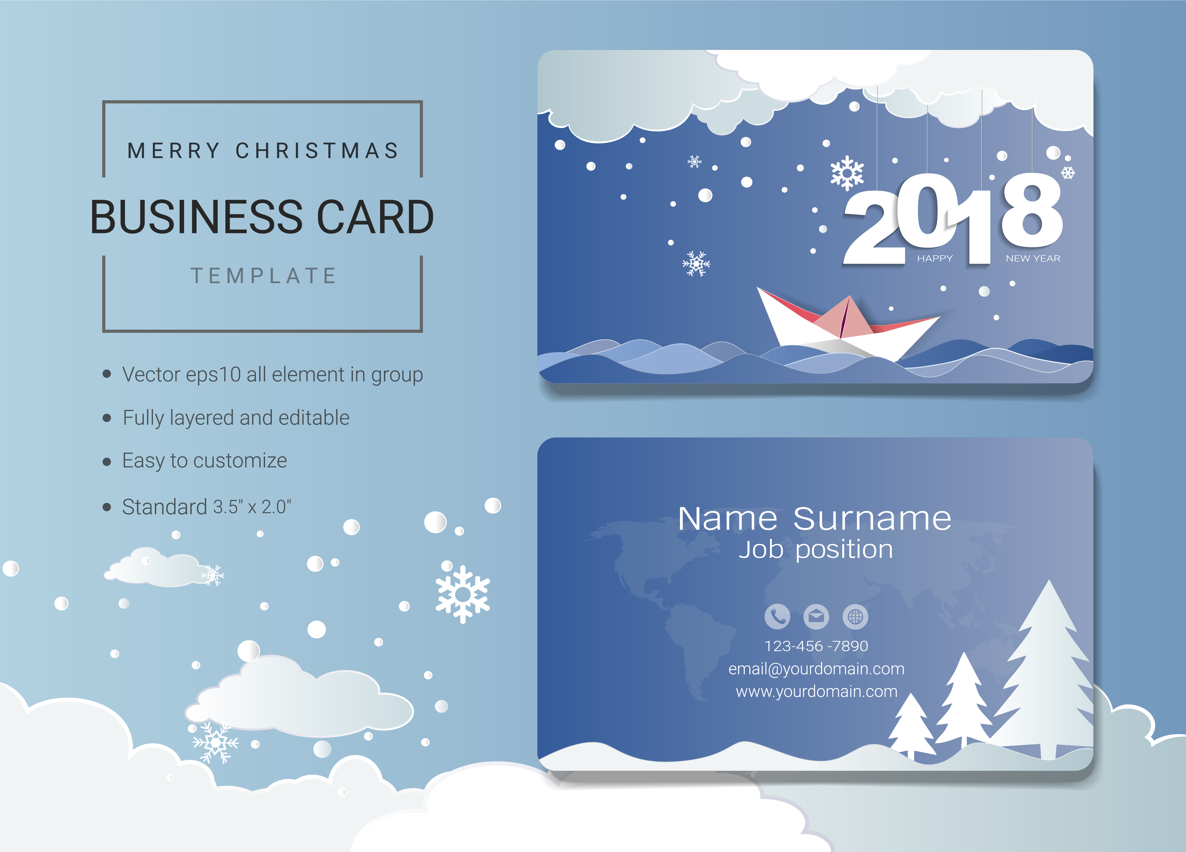 2018 merry christmas name card design template 528021
