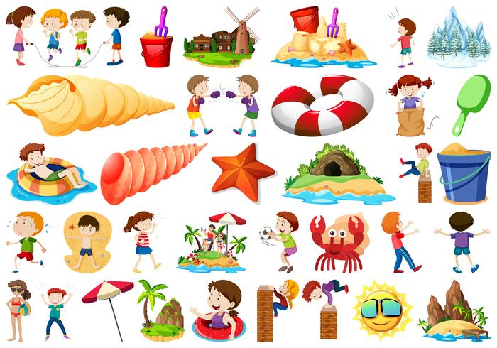 Set of summer objects vector