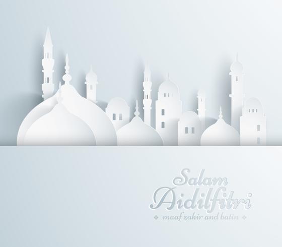 Paper graphic of islamic mosque.  vector