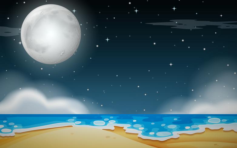 Una escena nocturna de playa. vector