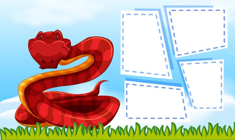 A red snake on blank note vector