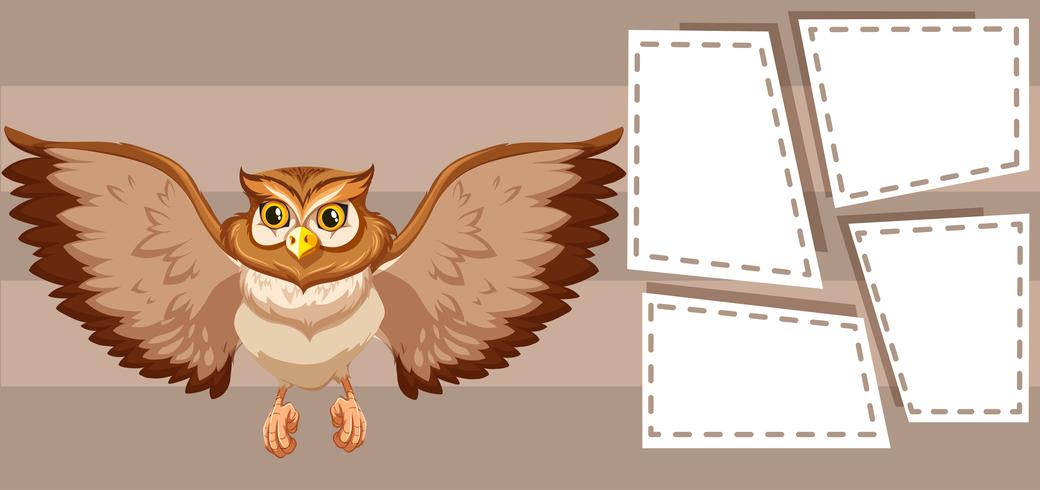 Owl on note template vector