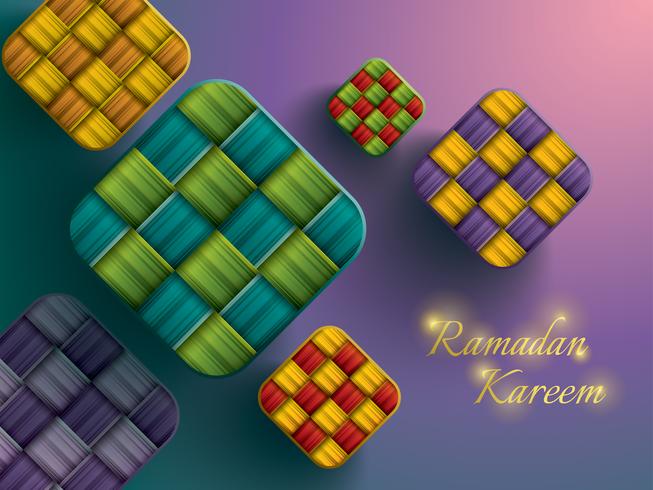 Paper graphic of ketupat rice dumpling. vector