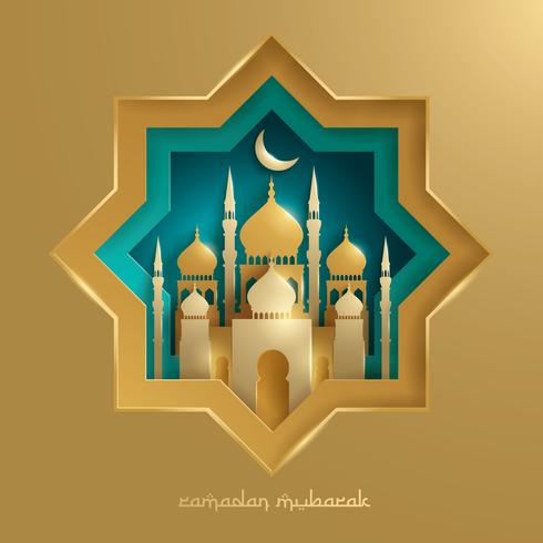 Paper graphic of Islamic mosque vector