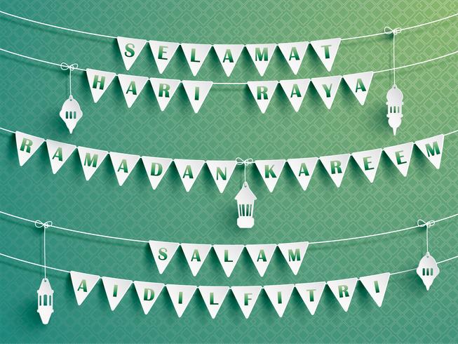 Festive bunting flags with greetings.  vector