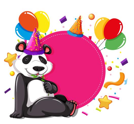 Party panda on pink card vector