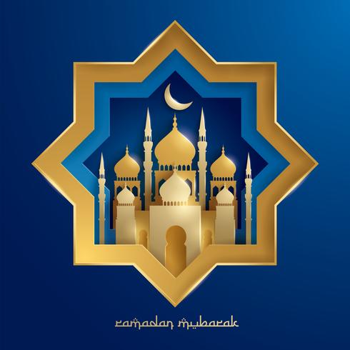 Paper graphic of Islamic mosque vector