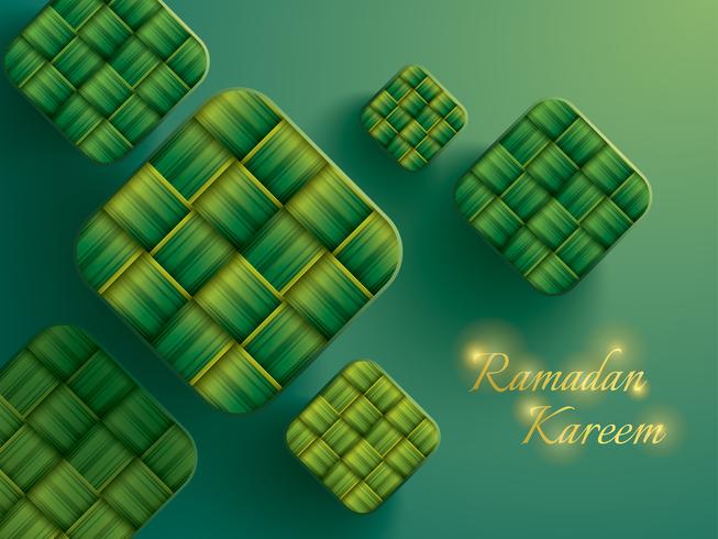 Paper graphic of ketupat rice dumpling. vector