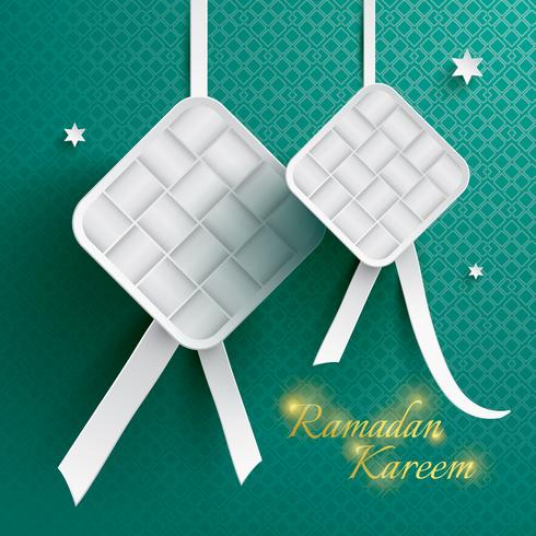 Paper graphic of ketupat rice dumpling. vector