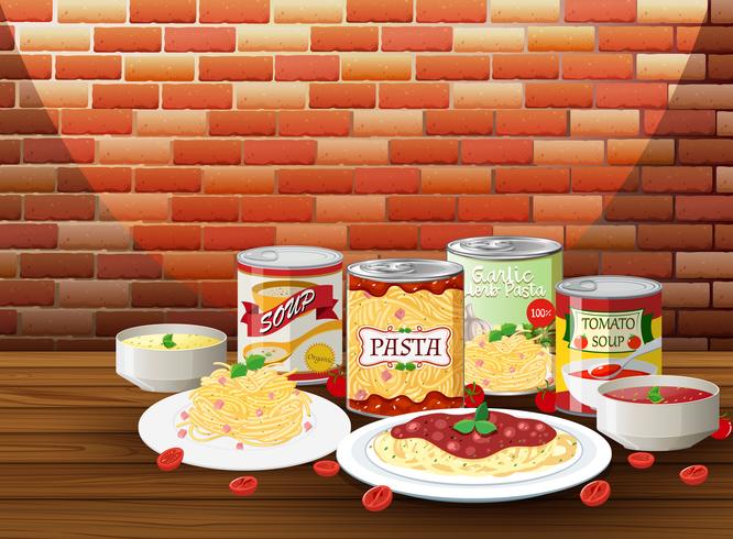 Juego de pasta con salsa diferente. vector