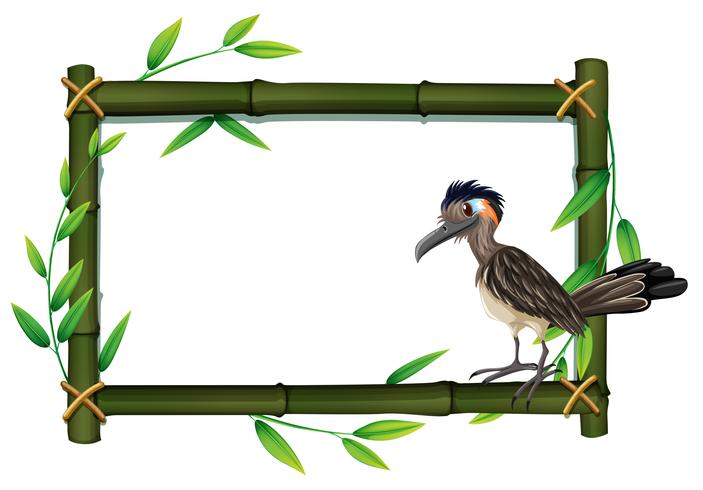 A roadrunner on bamboo frame vector