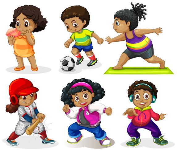 Set of african kids vector