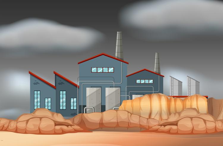 A factory building scene vector