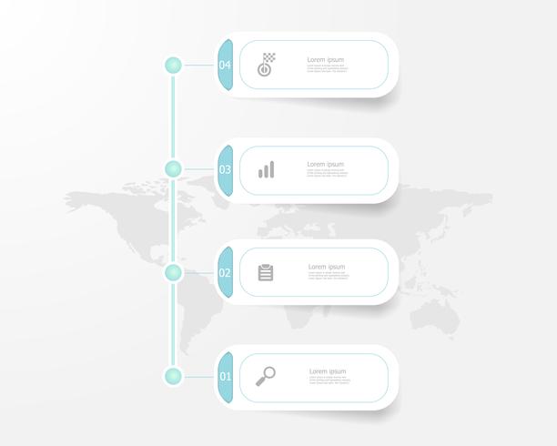 Línea de tiempo vertical infografía 4 pasos vector