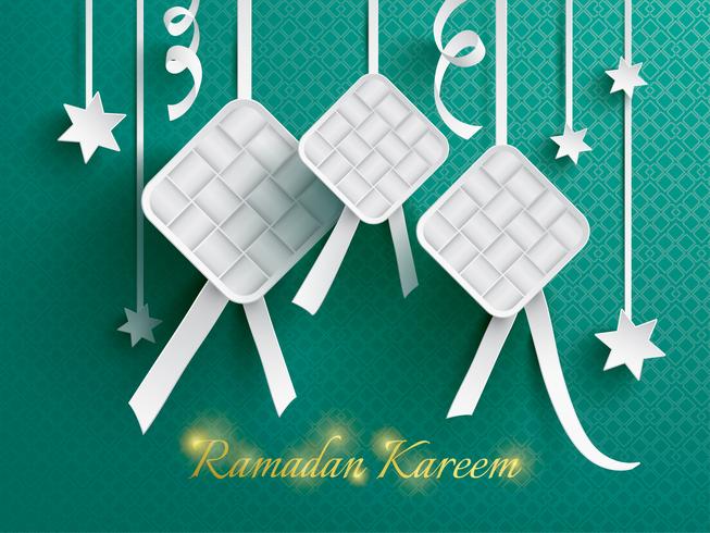 Paper graphic of ketupat rice dumpling. vector