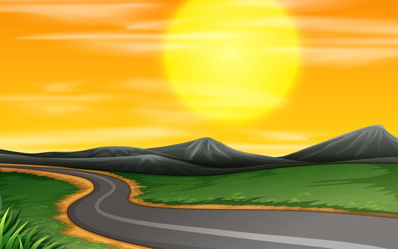 Road through a field vector