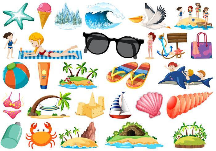 Set of beach element vector