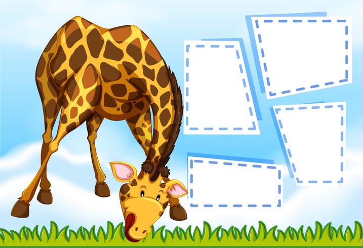 Giraffe on note template vector