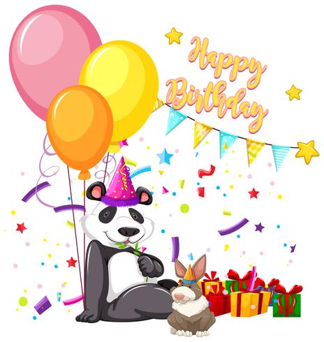 feliz cumpleaños tarjeta panda vector