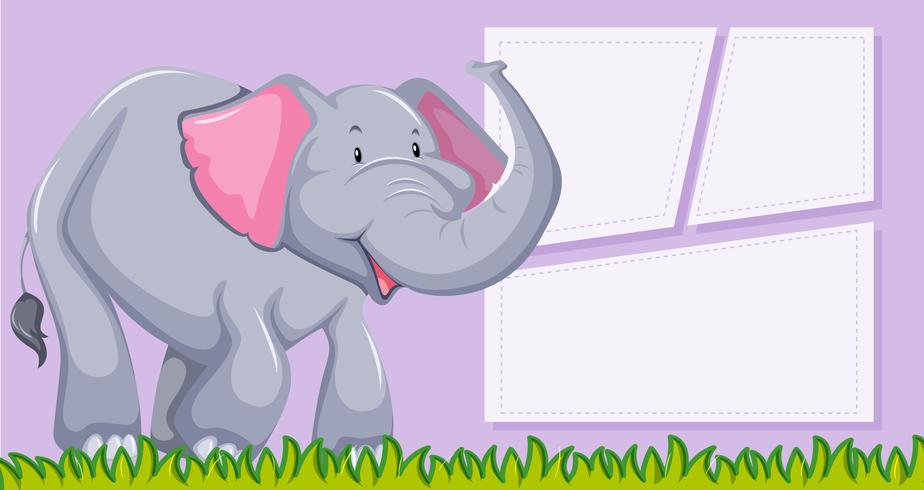 An elephant on blank template vector