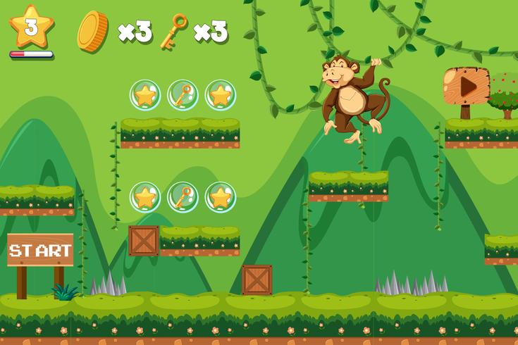 A monkey jumping game template vector