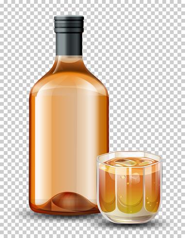 Botella y vaso de whisky. vector