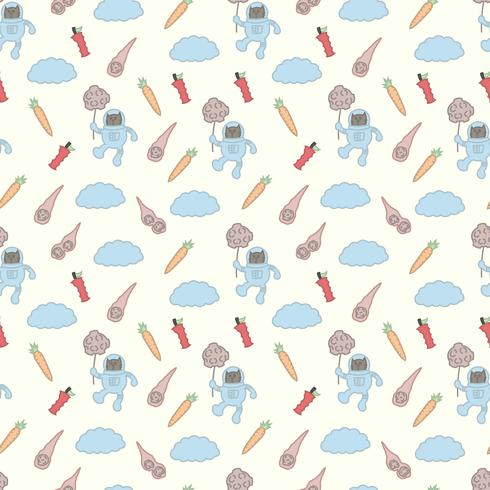 Cute cat astronaut seamless pattern vector