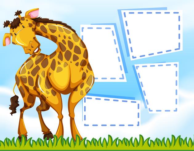 Giraffe on note template vector