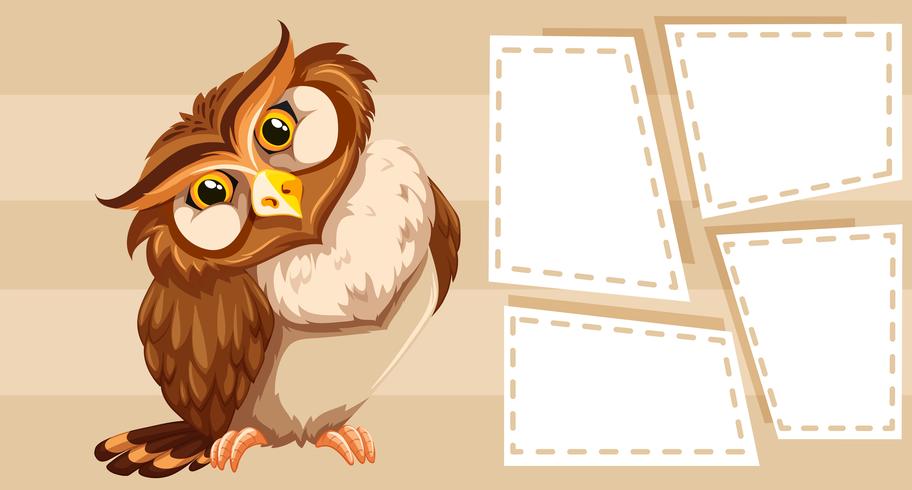 owl themed note for writing vector