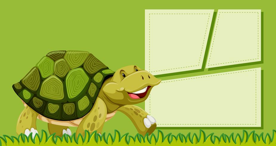 A turtle on blank note vector