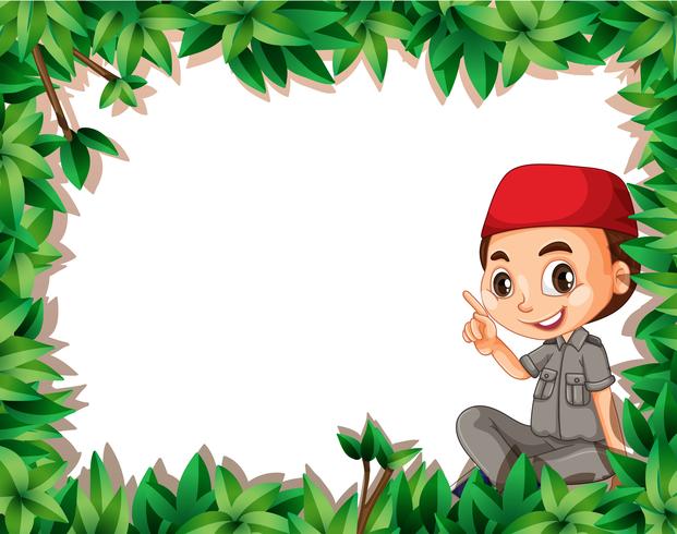 A muslim boy scout on nature frame vector