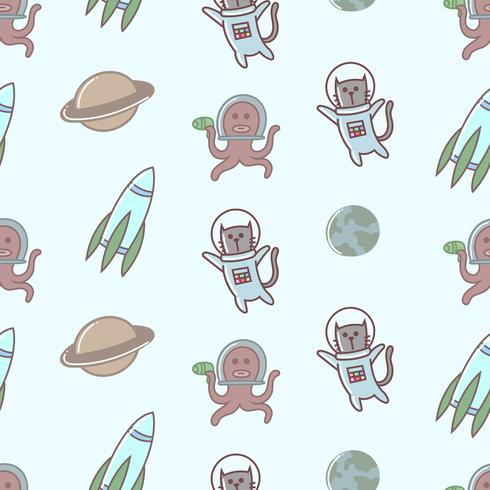 Cute funny cat astronaut vector