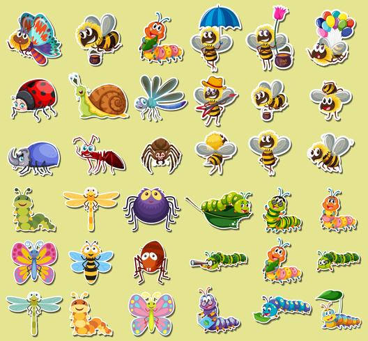 Set of insect sticker vector