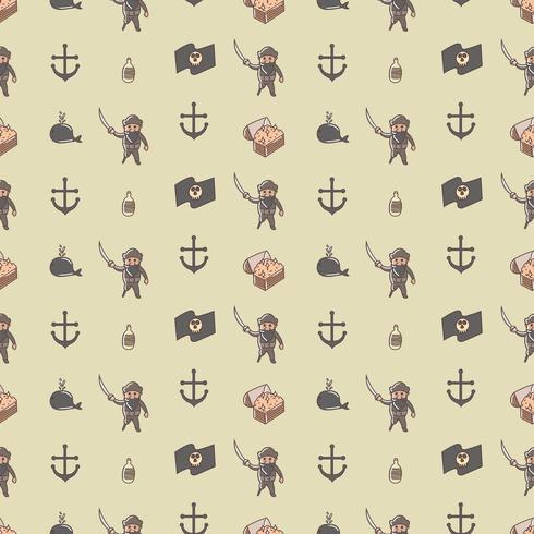 Cute pirate lord seamless pattern vector