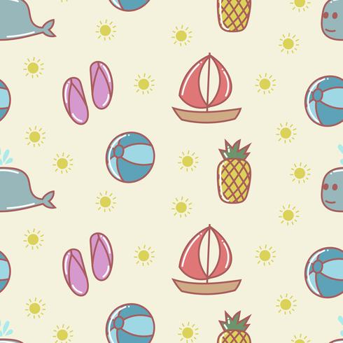 Cute summer cartoon seamless pattern vector