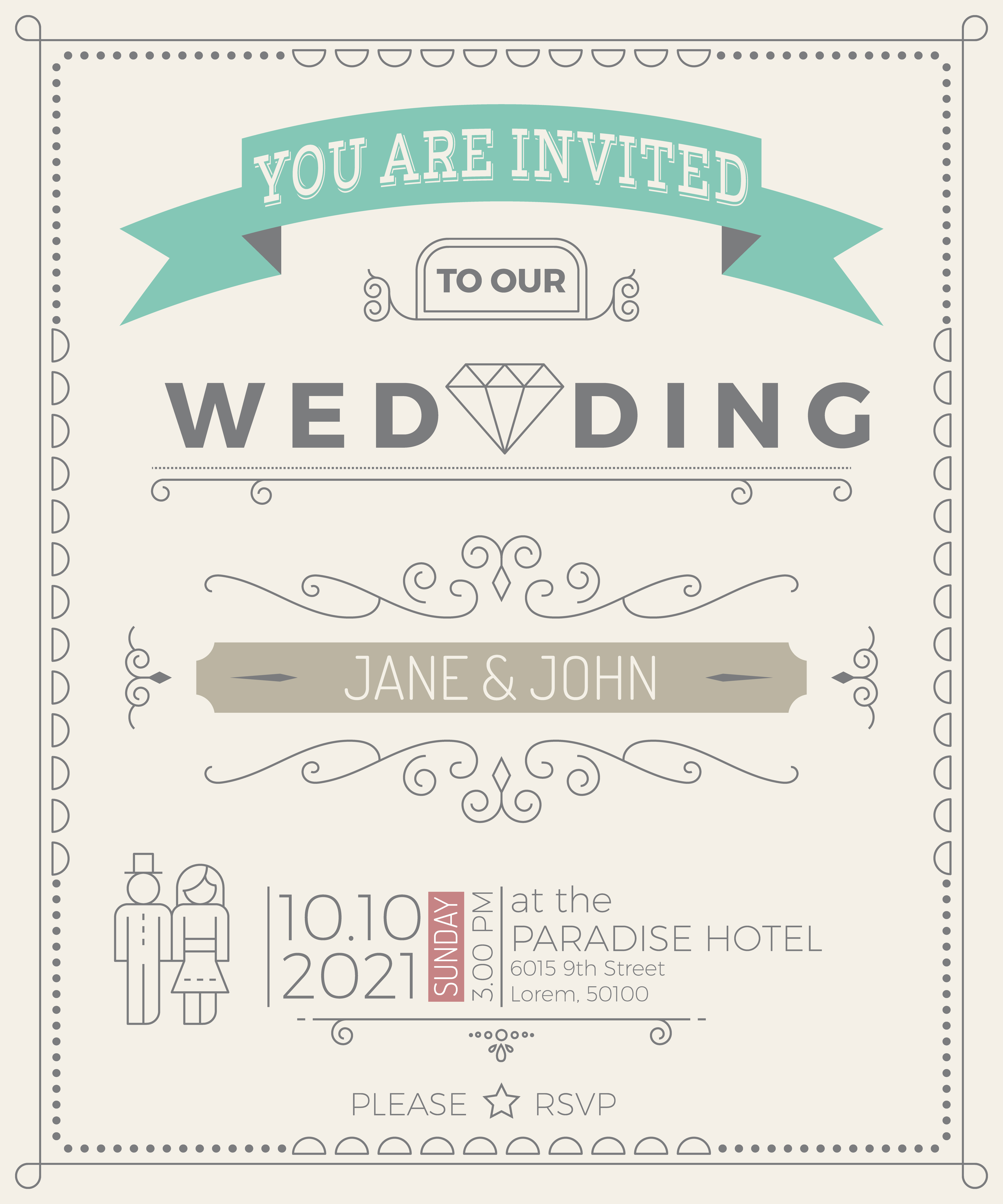 Download Vintage Wedding Invitation Card template 528522 - Download ...