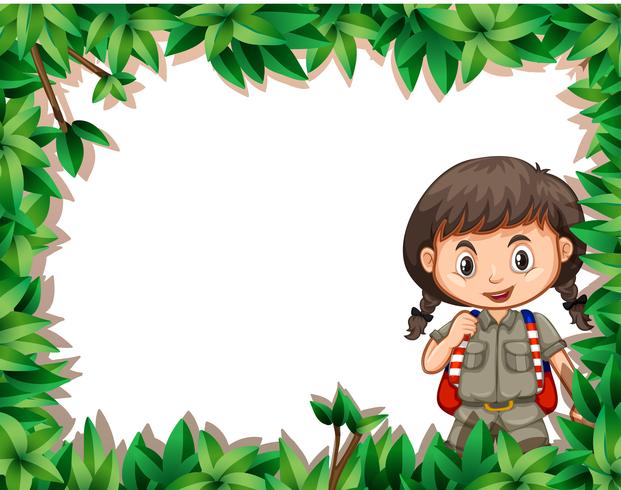 Girl with nature frame vector