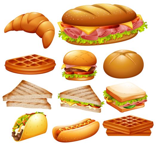 Set of various foods vector