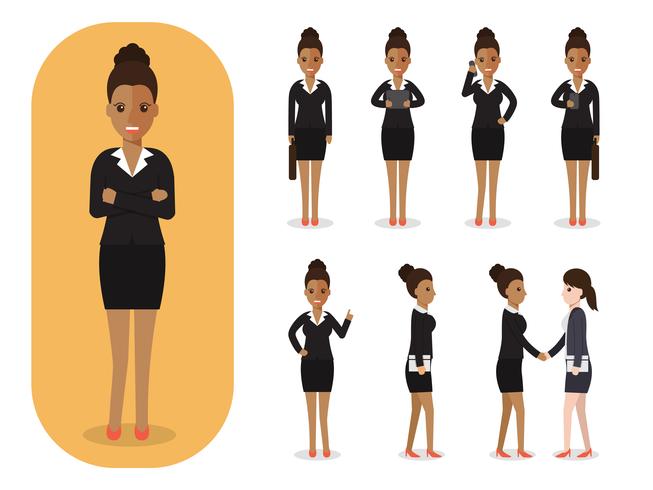 Set of businesswoman at work.  vector